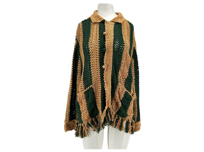 Autre Marque BAZISZT Häkel-Cardigan Grün und Beige