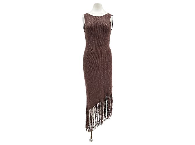 Autre Marque Vestido de punto marrón Castaño