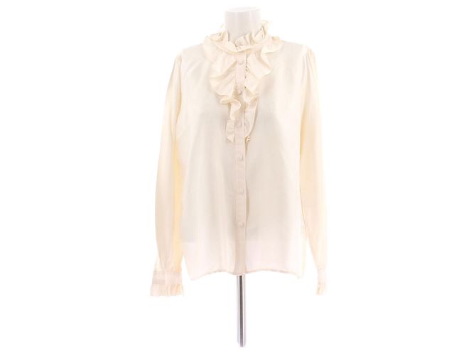 Camicia di seta Baum und Pferdgarten Bianca
