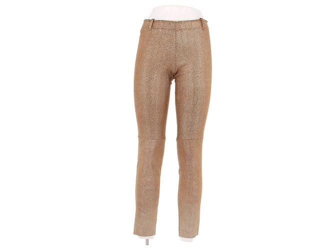 Stouls Calça de couro dourada Dourado