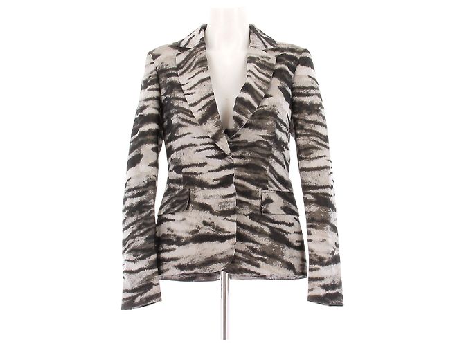 Lanvin Zebra Print Seidenjacke Grau