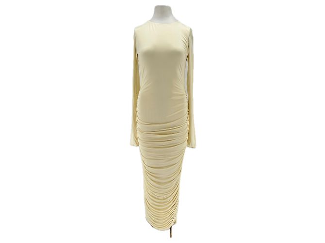 Autre Marque Vestido maxi de seda amarillo pálido MORÉ NOIR