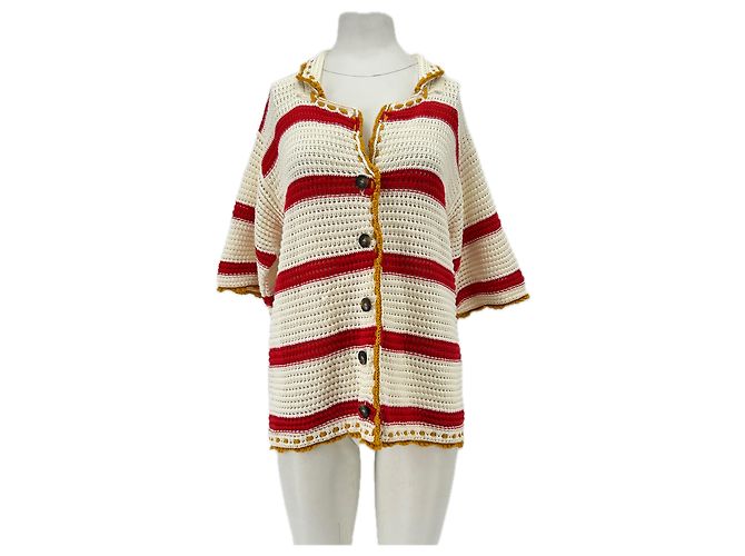 Autre Marque Cárdigan de ganchillo LA DOUBLE J blanco y rojo
