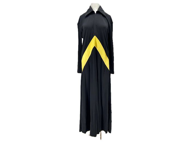 Abito maxi Céline nero e giallo in viscosa