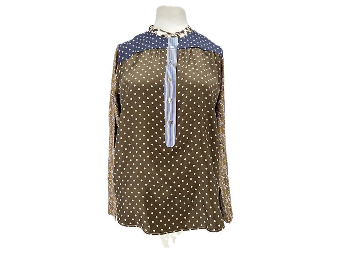 La Prestic Ouiston Seidenbluse mit Druck Grün