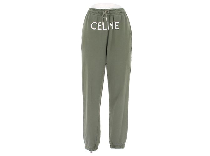 Pantalones de jogging Céline caqui de algodón con logo