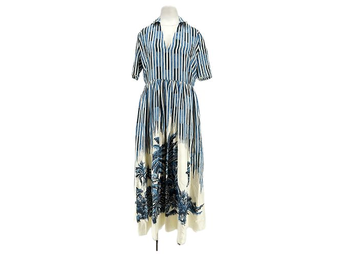 Vestido maxi de seda Christian Dior azul con estampado