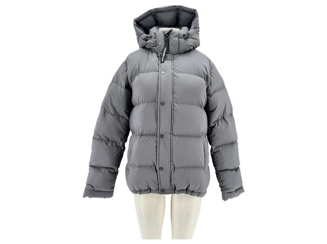 Autre Marque Graue Nylon Daunenjacke mit Kapuze THE SUPER PUFF