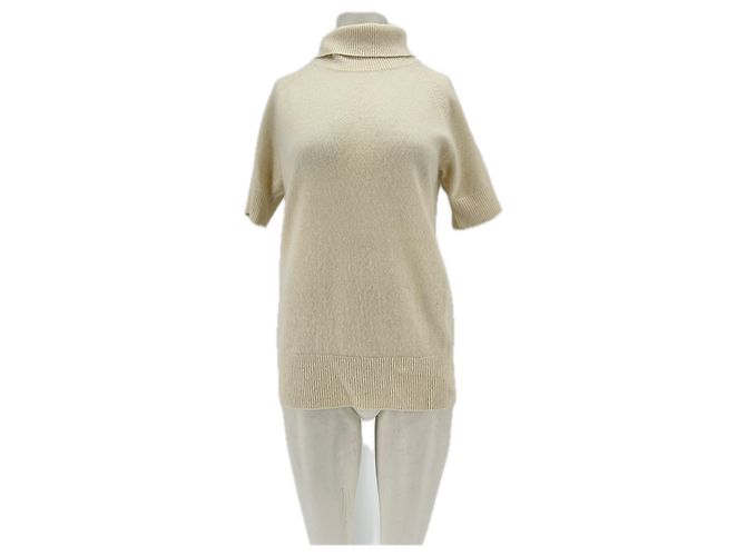 Autre Marque Rollkragenpullover aus Wolle Beige 