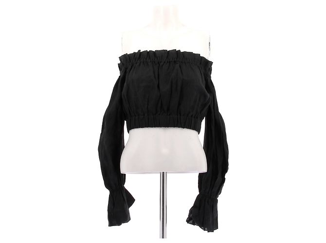 Staud Top en lin noir Black