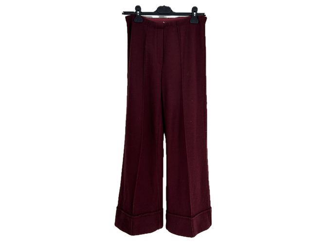 Autre Marque Pantalón de lana burdeos
