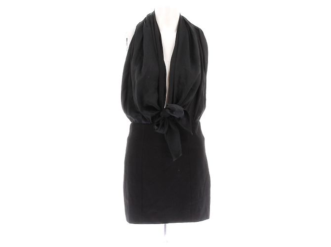Robe noire Balmain à col halter sans manches