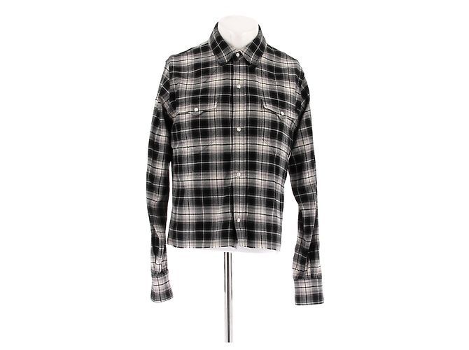 Camicia Alanui a quadri bianca e nera cotone S Nero