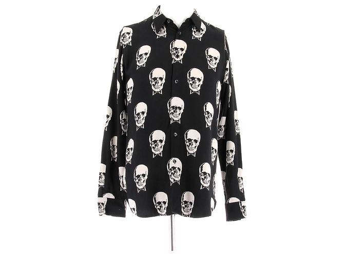 Saint Laurent Camisa negra con estampado Negro