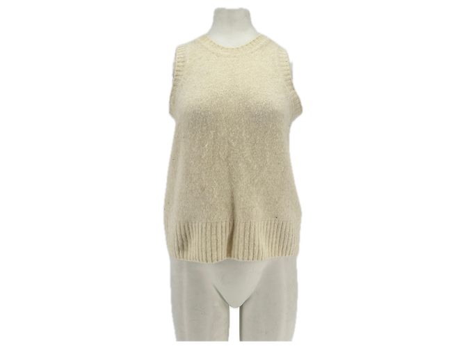 Maglione senza maniche Soeur in misto lana crema Beige