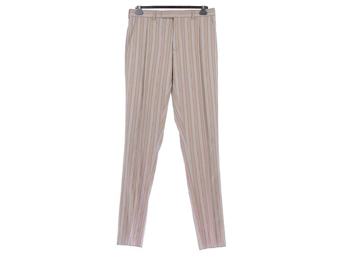 Dior Pantaloni in lana a righe Beige