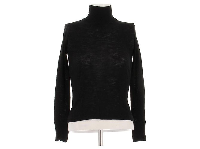 T By Alexander Wang Rollkragenpullover aus Wolle Schwarz