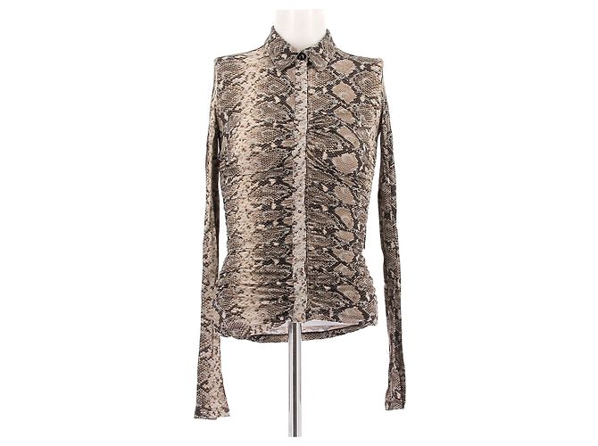 Marine Serre Langarmshirt Python Print Beige