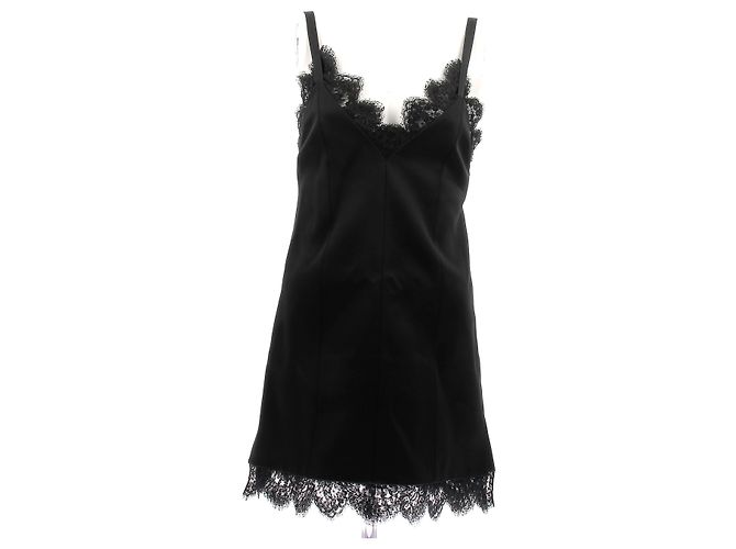 Khaite kurzes schwarzes Kleid mit Spitzen Trägern