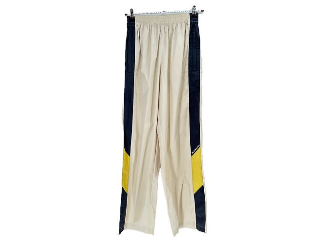 Pantaloni ecru Isabel Marant con strisce bicolori Beige