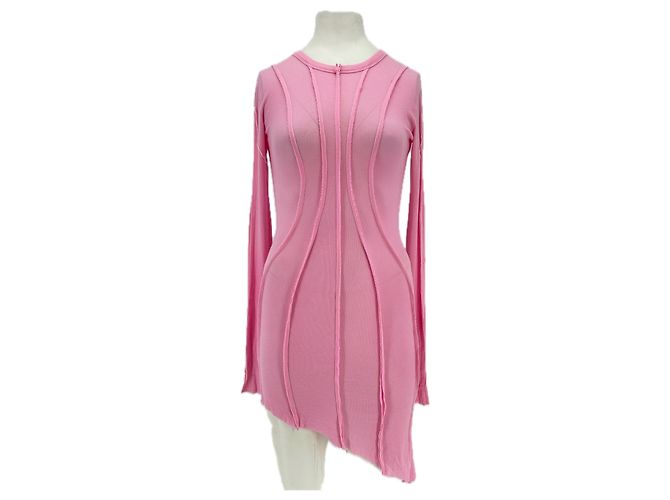 Autre Marque Asymmetrisches rotes Kleid Pink
