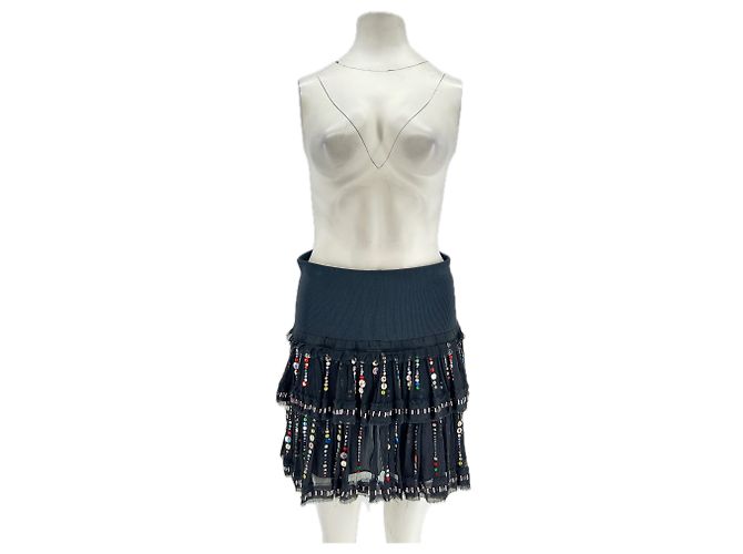Isabel Marant Schwarzer Seidenrock mit Rüschen