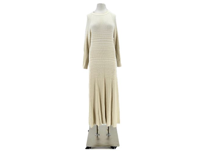 Autre Marque NYNNE Rippkleid aus Viskose in Ecru Beige