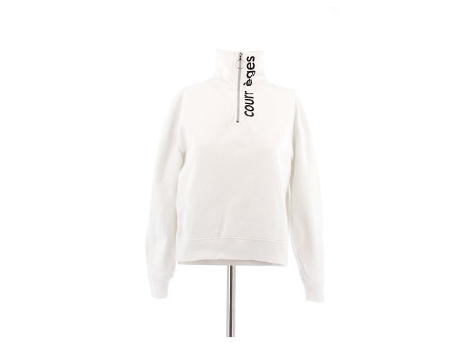 Courreges Halb-Zip Sweatshirt weiß 