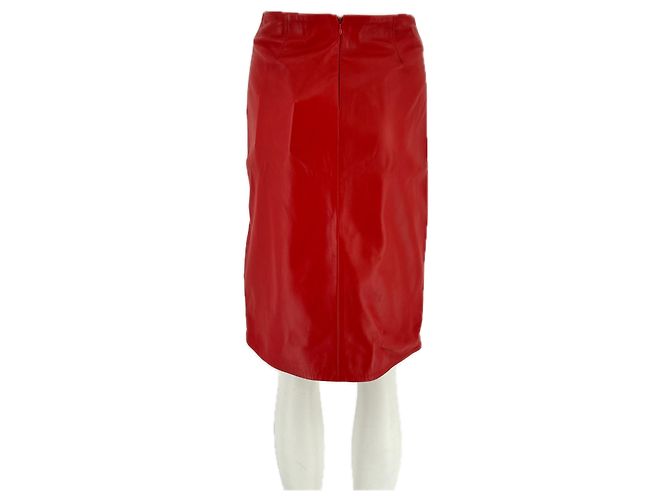 Autre Marque Saia de couro vermelho "EKARE"