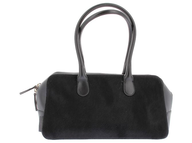 Autre Marque Borsa a mano in pelliccia e pelle nera LOULOU STUDIO Nero