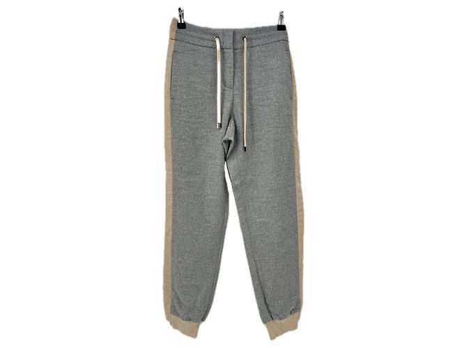 Autre Marque Calça de moletom cinza e bege em lã