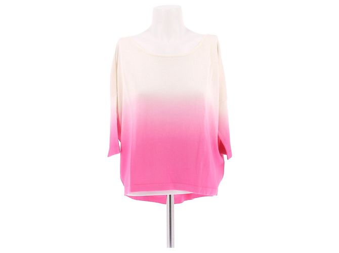Autre Marque Feiner Pulli in Creme und Rosa aus Kaschmir Pink