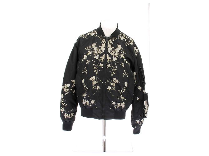 Givenchy Blouson noir fleurs blanches Black