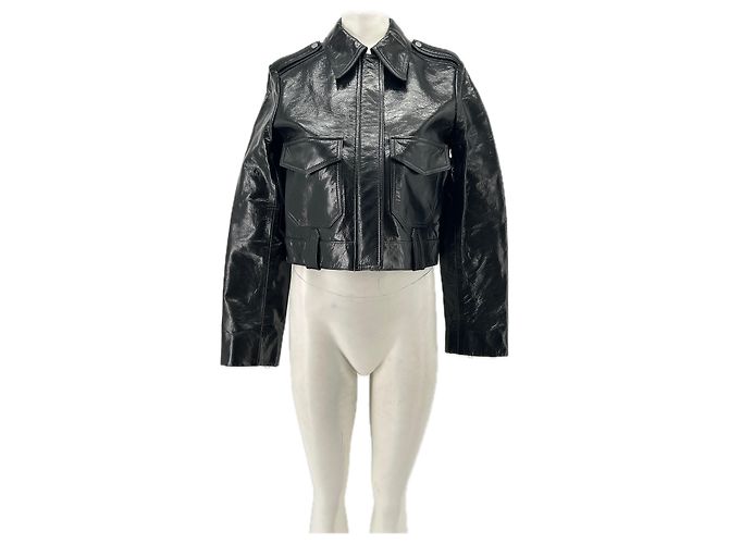Khaite Giacca corta nera in pelle Nero