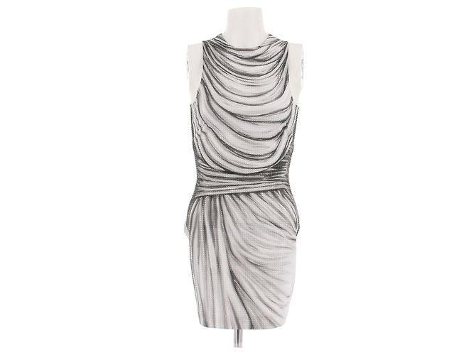 Balmain Strasskleid mit Druck Anthrazitgrau