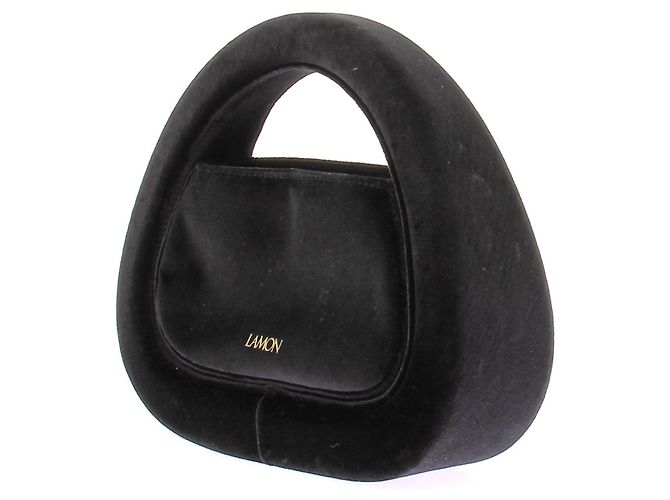 Leslie Amon Borsa nera in velluto "Click Clack" Nero