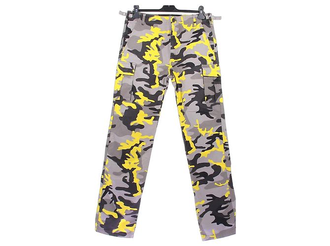 Balenciaga Pantaloni camouflage grigi e gialli Grigio