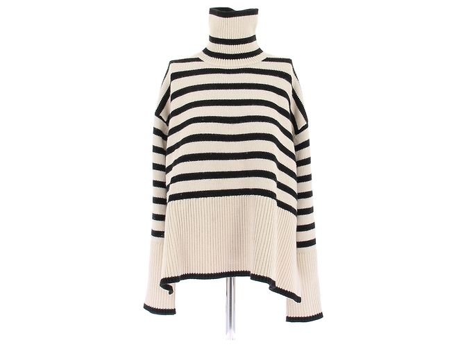 Totême Pull marinière à col roulé Beige