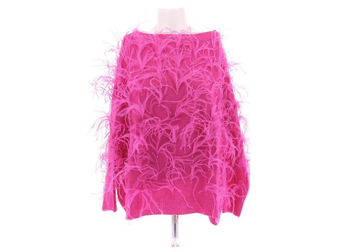 Valentino Garavani Suéter rosa com penas de lã