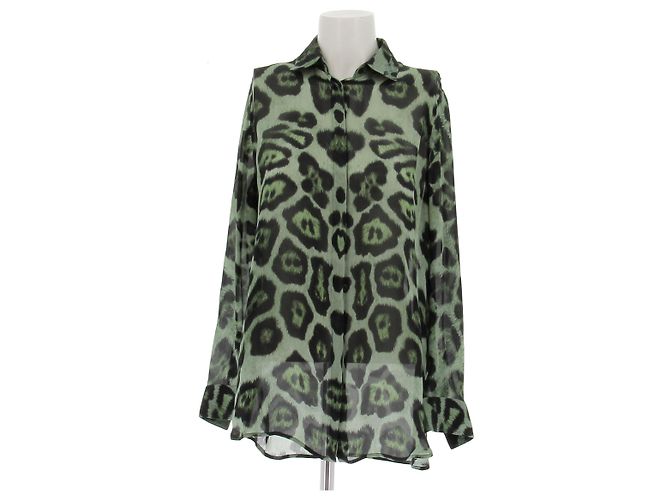 Givenchy Blusa in seta leopardata Verde
