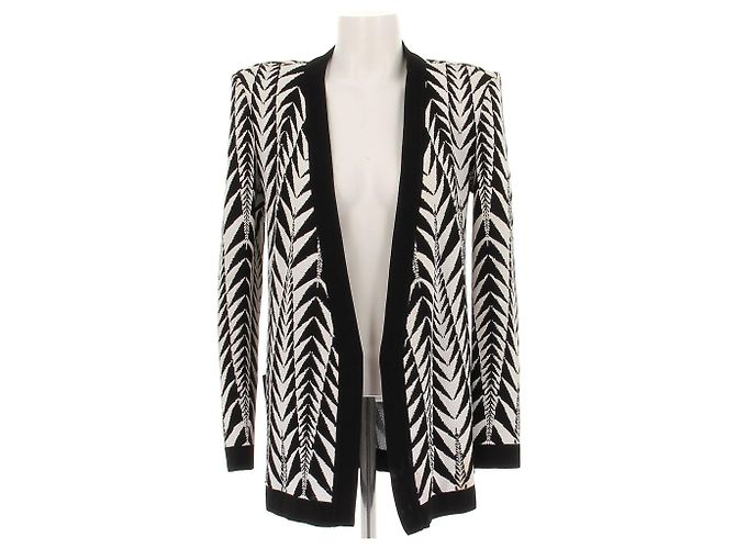 Balmain Strickjacke mit schwarz weißem Print