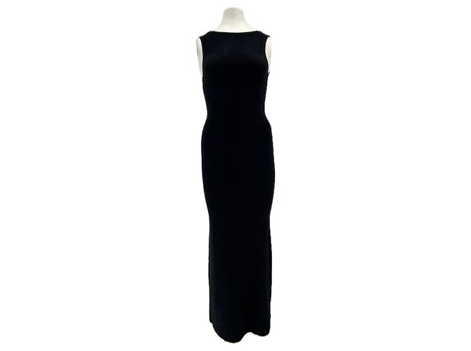 Autre Marque SIR Ärmelloses schwarzes Baumwoll-Maxikleid