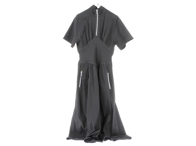 Vestido maxi Bottega Veneta negro con múltiples cremalleras