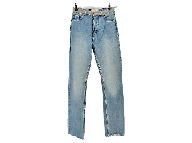 Jeans azuis Alexandre Vauthier com cinto de strass Azul