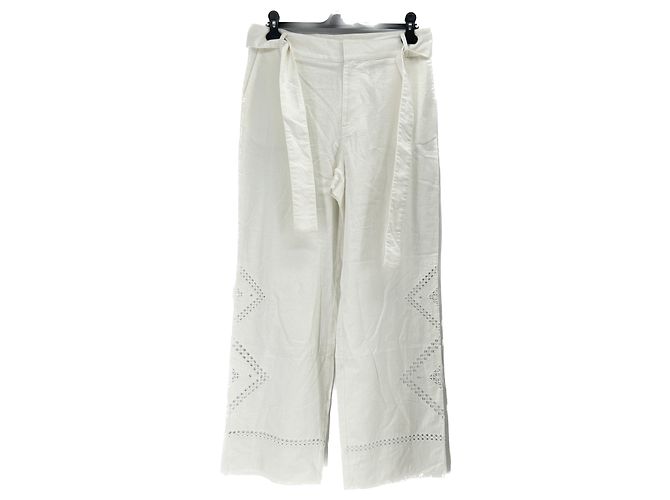 Calças brancas de algodão com cinto Ba&Sh Branco