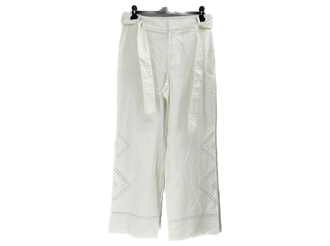 Pantalones blancos de algodón con cinturón Ba&Sh