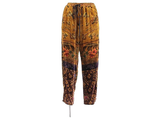 Pierre Louis Mascia Pantaloni in velluto stampato Multicolore