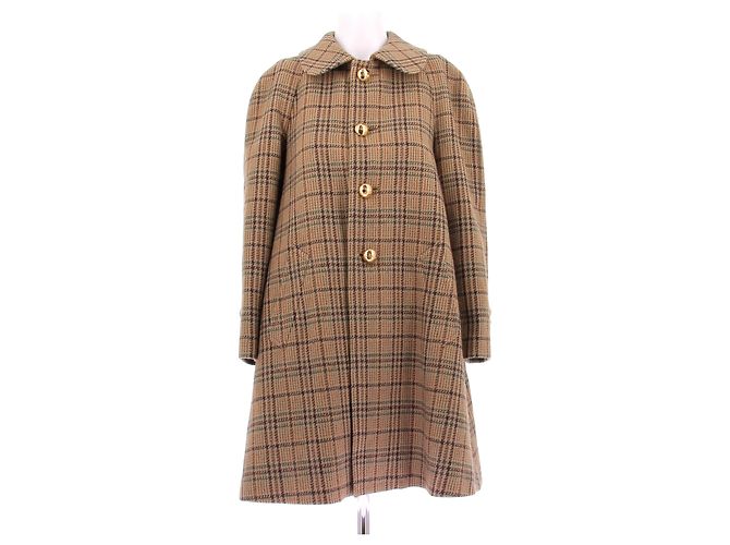 Céline wool plaid coat beige