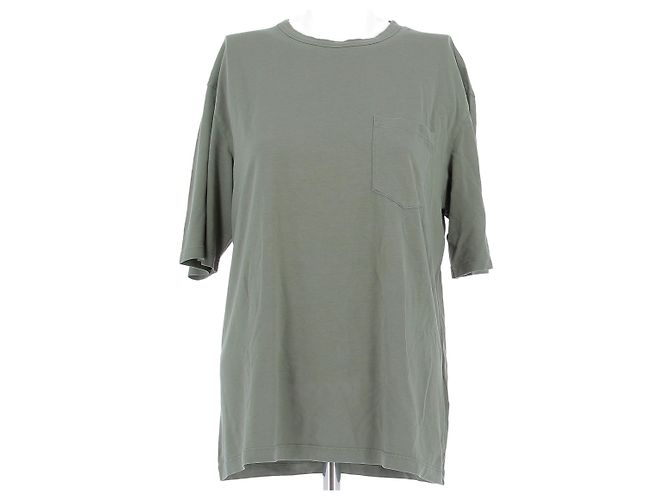 Autre Marque Camiseta Officine Generale caqui de algodão com mangas 3/4
