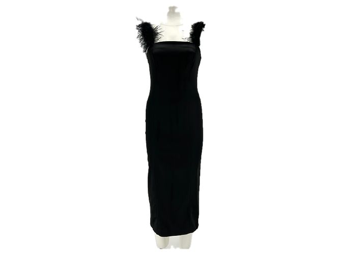 Staud Schwarzes Midikleid mit Federträgern